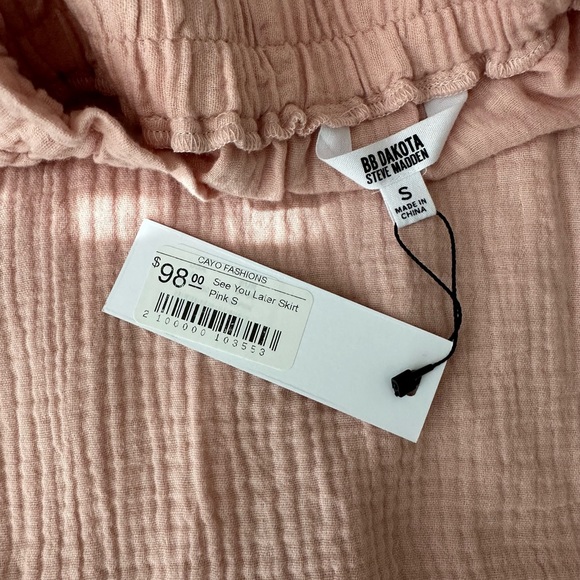 NWT BB Dakota by Steve Madden See You Later Gauze Skirt - Pale Pink - Size Small - Picture 7 of 11